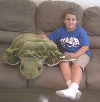Logan Martin, age 7, of Winston-Salem, NC won JC the Turtle, donated in Memory of Julia Clark.